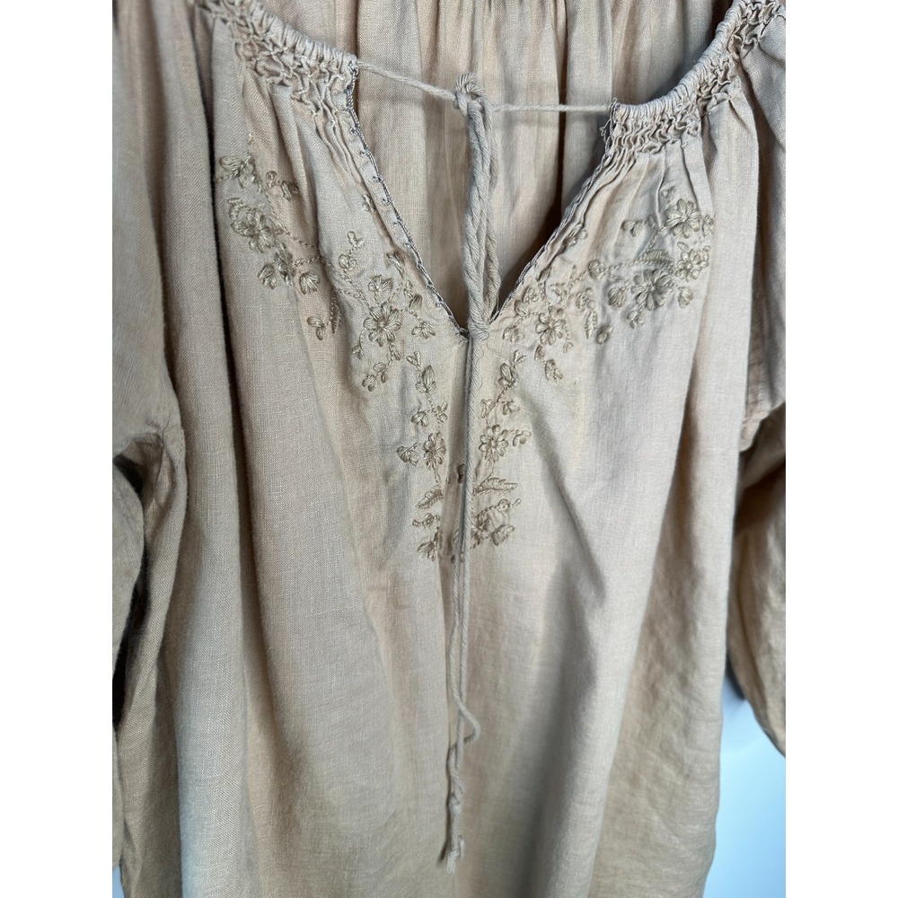 Lauren Ralph Lauren 100% Linen Embroidered Peasant Blouse Boho Top Plus Size 1X - Picture 4 of 10